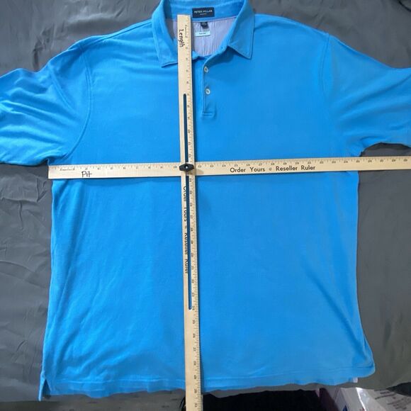 Peter Millar Polo Shirt Mens 2XL XXL Solid AQUA Blue Golf Perfect Pique Cotton - Picture 3 of 7